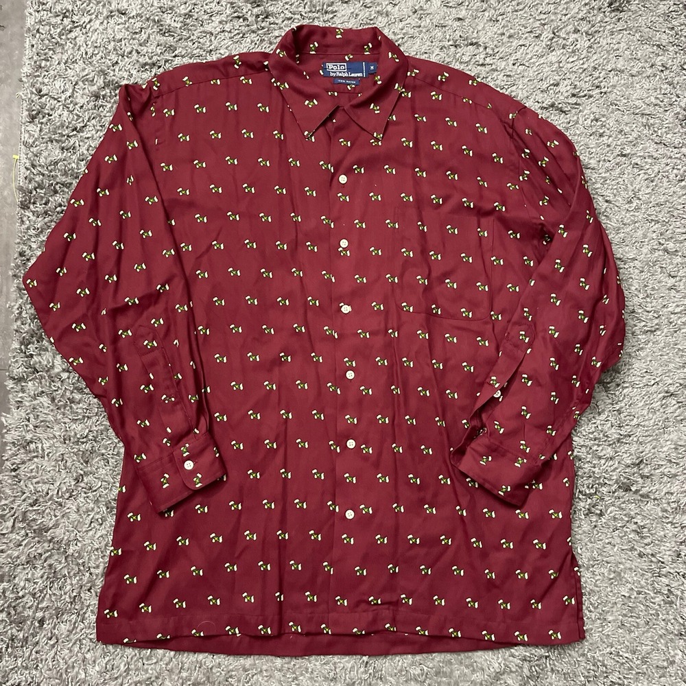 Vintage Polo Ralph Lauren Button Front Shirt Medium Scottish Terrier Dog